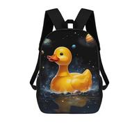 sinyumoney Rubber Duck Space Backpack 3D Printed Children's School Backpack for Kids High Capacity Travel Rucksacks Book Bags Kids School Bag Back Pack 17inch