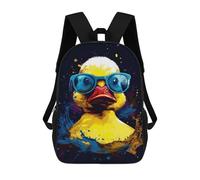 sinyumoney Rubber Duck With Sunglasse Backpack School Bag Large School Backpack for Boys for Teenage Girls Boys Women Men 17inch