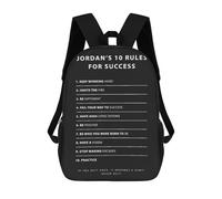 sinyumoney Rules For Success Children's Backpack, 17 Inch 3D Printed School Backpack, Backpack Cartoon Adjustable School Bag for Primary School