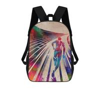 sinyumoney Runner Sport Art Backpacks Kids Student Schoolbag,3D Printed Backpacks,Elementary And Middle School Students Backpacks for Boys Girls 17inch