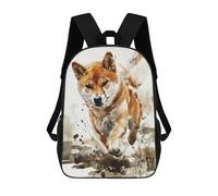 sinyumoney Running Shiba Inu Watercolor School Bags School Secondary High School College Backpack Travel for School/Work/Travel 17inch