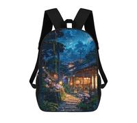 sinyumoney Rural Japan Backpacks Kids School Backpack School Bag 3D Printed Fashion School Bags for Boys Elementary And Middle School Students 17inch