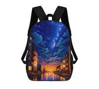 sinyumoney Rural Nights in Japan Backpack School Bag Lightweight Airport College Students Back Pack for Men, Women & Teenage Boys 17inch
