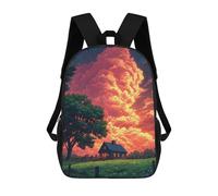 sinyumoney Rustic Cabin Under Dramatic Sky Children's School Backpack Fashion Casual 17inch 3D Printed School Bags Boy School Backpack Large Backpack