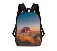 sinyumoney Rustic Red Barn Sunset 3D Printed 17inch Kids School Backpack School Bag Fashion Rucksacks for Boys Elementary And Middle School Students