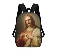 sinyumoney Sacred Heart of Jesus Painting School Backpack Large School Backpack for Boys for Campus Outdoor Travel Sports 17inch