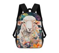 sinyumoney Sacred Sheep in Bloom - Floral Field Art Kids Backpack Girls 3D School Bags, Children's Rucksack Toddler Schoolbag,Casual Daypacks Fashion Bookbag Bag 17inch