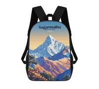 sinyumoney Sagarmatha National Park Nepal Illustration Backpack School Large School Backpack for Boys - Perfect for Travel, Work And Daily Use 17inch