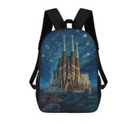 sinyumoney Sagrada Familia Barcelona 3D Printed Children's School Backpack for Kids High Capacity Travel Rucksacks Book Bags Kids School Bag Back Pack 17inch