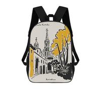 sinyumoney Sagrada Familia Barcelona Illustration Backpack School Business Laptop Rucksack Bag Unisex Casual Daypack for Girls Boys Teenage 17inch