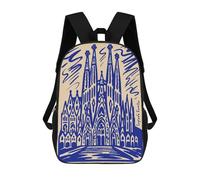 sinyumoney Sagrada Familia, Barcelona, Spain, Illustration Backpack School Bag High Secondary School Bags Casual Backpack - Perfect for Travel, Work And Daily Use 17inch