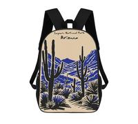 sinyumoney Saguaro National Park Arizona Illustration Kids Backpack 17 Inch School Bag 3D Printed Cartoon School Backpacks for Boys And Teenager School Students