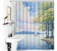 sinyumoney Sail at Dawn Bath Shower Curtains Mildew with Hooks Waterproof Fabric Soft Fabric Hotel Shower Curtain for Bathroom 56.30x70.87Inch（143x180cm）