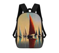 sinyumoney Sail Boats Backpacks Children's Backpacks School Bag 3D Printed Children's School Backpack Fashion Travel Backpacks for Kids Elementary Middle School 17inch