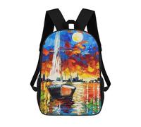 sinyumoney Sailboat at Dawn School Bag 3D Printed 17inch Backpacks Fashion Kids School Backpack Rucksacks for Boys Elementary And Middle School Students