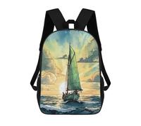 sinyumoney Sailboat at Sunset 3D Printed Children's School Backpack for Kids High Capacity Travel Rucksacks Book Bags Kids School Bag Back Pack 17inch