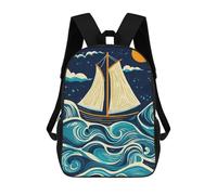 sinyumoney Sailboat on The Waves Backpack School Rucksack Casual Daypacks School Work Travel Bag for Girl, Teen Girls 17inch
