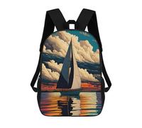 sinyumoney Sailboat Serenity 3D Printed School Bag Children's School Backpack Schoolbags Travel Backpacks Casual Fashion Bag for Kids School Students 17inch