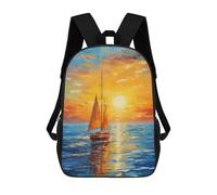 sinyumoney Sailboat Sunset Backpacks 3D Printed 17inch Kids School Backpack Outdoor Casual Daypack Casual Travel Bags for Middle School Students