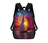 sinyumoney Sailboat Sunset Backpacks Kids School Backpack School Bag 3D Printed School Bag for Boys Elementary And Middle School Students 17inch