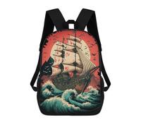 sinyumoney Sailboat Sunset Landscape Backpacks Kids School Backpack School Bag 3D Printed School Bag for Boys Elementary And Middle School Students 17inch