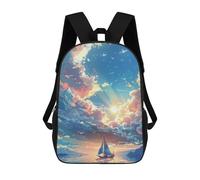 sinyumoney Sailboat Sunset Ocean Backpacks Kids 17inch School Backpack School Bag 3D Printed School Bag for Boys Elementary And Middle School Students