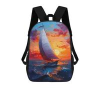 sinyumoney Sailboat Sunset Painting Backpack 3D Printed Kids School Backpack High Capacity Travel Backpacks Book Bags Kids Backpack 17inch