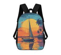 sinyumoney Sailboat Sunset Painting School Backpack Secondary Causal Travel High School Bags for Camping Outdoor Adventures And Daily Travel 17inch