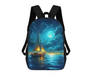 sinyumoney Sailboat Under Moonlight Backpack School Bag Secondary Causal Travel High School Bags for Campus Outdoor Travel Sports 17inch