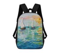 sinyumoney Sailing Backpack Kids School Backpack School Bag 3D Printed Fashion School Bag for Boys Elementary And Middle School Student 17inch