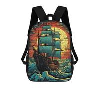 sinyumoney Sailing Into Sunset Kids School Backpack School Bag 3D Printed School Bag for Boys Elementary And Middle School Students 17inch