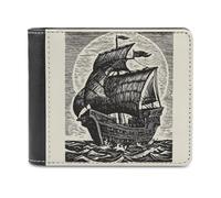 sinyumoney Sailing Into The Unknown 3D Print Wallet ID Window Coin Leather RFID Banknote Compartments Soft Convenient Wallets 11.7cm*9.5cm