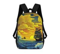 sinyumoney Sailing Ship at Sunset Kids Backpack Girls 3D School Bags, Children's Rucksack Toddler Schoolbag,Casual Daypacks Fashion Bookbag Bag 17inch