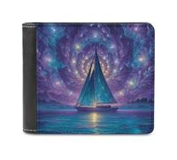 sinyumoney Sailing Through Stars 3D Print Clutch Purse ID Window Coin Leather RFID Banknote Compartments Fashion Slim Wallets 11.7cm*9.5cm