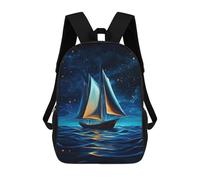 sinyumoney Sailing Under Stars Children's Backpacks School Backpack 3D Printed Backpack for Kids Travel Rucksacks Book Bags Kids School Bag 17inch