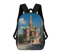 sinyumoney Saint Basil's Cathedral Moscow Backpack Kids School Bag Boys Cartoon 3D Print Students Schoolbag Laptop Daypack for Boys Girls 17inch