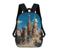 sinyumoney Saint Basil's Cathedral Painting-1 Children's School Backpack Fashion Casual 17inch 3D Printed School Bags Boy School Backpack Large Backpack