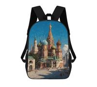 sinyumoney Saint Basil's Cathedral Painting Backpacks 3D Printed 17inch Kids School Backpack Outdoor Casual Daypack Casual Travel Bags for Middle School Students