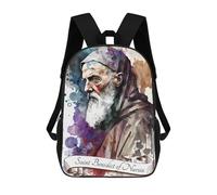 sinyumoney Saint Benedict of Nursia School Bags Water Resistant School Bag Business Backpack - Perfect for Travel, Work And Daily Use 17inch