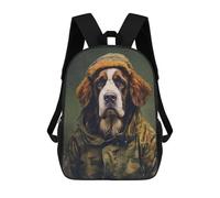sinyumoney Saint Bernard Camo Jacket 17inch School Bag 3D Printed Children's School Backpack Casual Fashion Travel Backpacks for Kids School Students