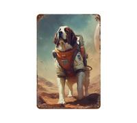 sinyumoney Saint Bernard Mars Iron Water Proof Wall Art Decoration Home Offices 11.8"x7.9"