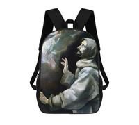 sinyumoney Saint Francis by El Greco Backpacks Kids School Backpack School Bag 3D Printed School Bag for Boys Elementary And Middle School Students 17inch