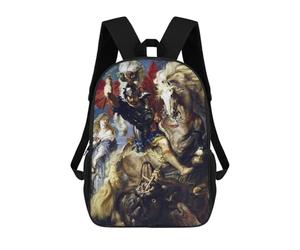 sinyumoney Saint George And Dragon Children's Backpacks 17inch School Backpack 3D Printed Bag Bookbag for Kids Travel Rucksacks Boy Girl Book Bags Kids School Bag