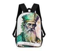 sinyumoney Saint Patrick Christian Children's School Backpack 3D Printed for Kids Travel Rucksacks Book Bags Kids School Bag 17inch