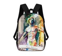 sinyumoney Saint Sebastian Catholic Children's School Backpack 3D Printed for Kids Travel Rucksacks Book Bags Kids School Bag 17inch