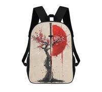 sinyumoney Sakura Katana Red Sun Backpack School Bag Rucksack for Girls Boys Backpacks Large Capacity Kids Back Pack Lightweight School Bags for Children Students 17inch
