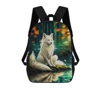 sinyumoney Sakura Kitsune Fox 17 Inch Backpacks Kids Schoolbag,3D Printed Elementary And Middle School Students Backpacks for Boys Girls