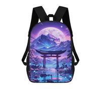 sinyumoney Sakura Moonlit Lake Backpack Kids School Bag Boys Cartoon 3D Print Students Schoolbag Laptop Daypack for Boys Girls 17inch