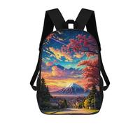 sinyumoney Sakura Mount Fuji Sunset Anime Backpack 3D Printed Children's School Backpack Kids Travel Backpacks High Capacity Book Bags Children's Backpack Rucksack 17inch