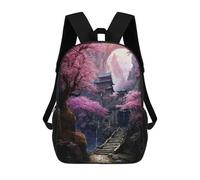 sinyumoney Sakura Mountain Monastery School Backpack Schoolbags For Girls Boys Backpack With Pocket Fashion School Bag Kids Backpack 17inch